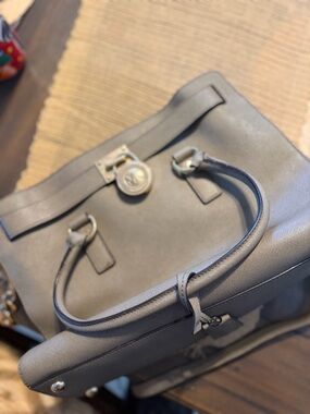 Michael Kors Gray Structured Leather Satchel Handbag - Women